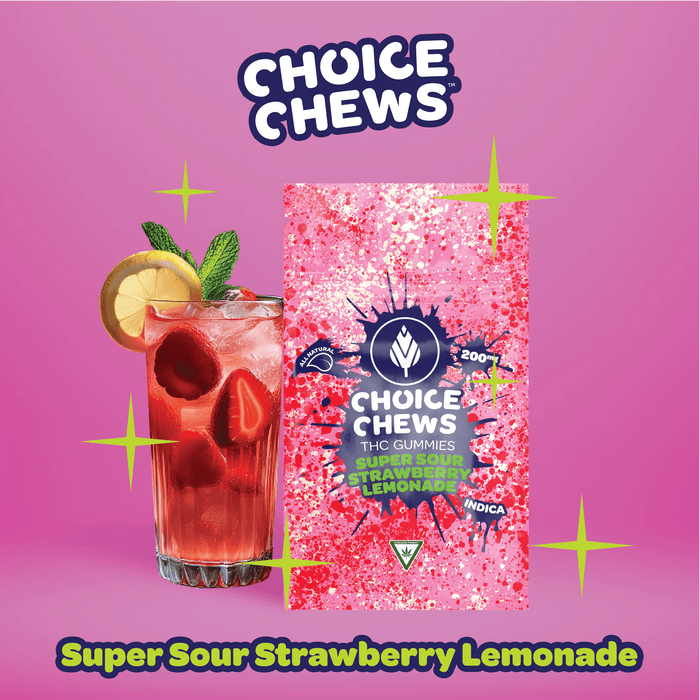 Choice Chews Super Sour Strawberry Lemonade Gummies 200mg 10ct