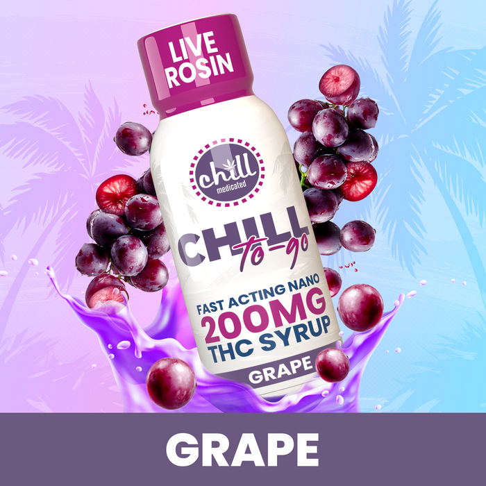 Chill To-Go Grape Syrup Tincture | THC 200mg Live Rosin THC Infused | MI