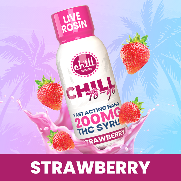 Chill To-Go Strawberry Syrup Tincture | 200mg Live Rosin THC Infused | MI