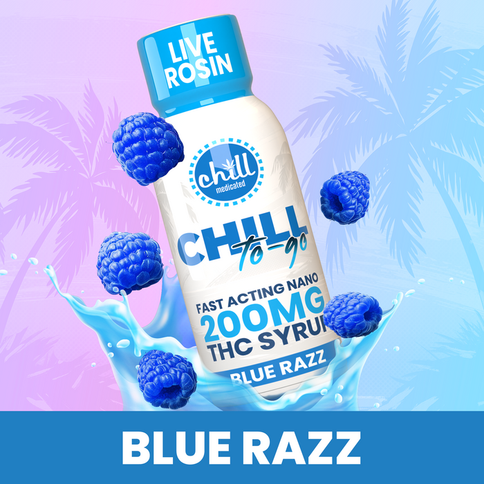 Chill To-Go Blue Razz Syrup Tincture | 200mg Live Rosin THC Infused | MI