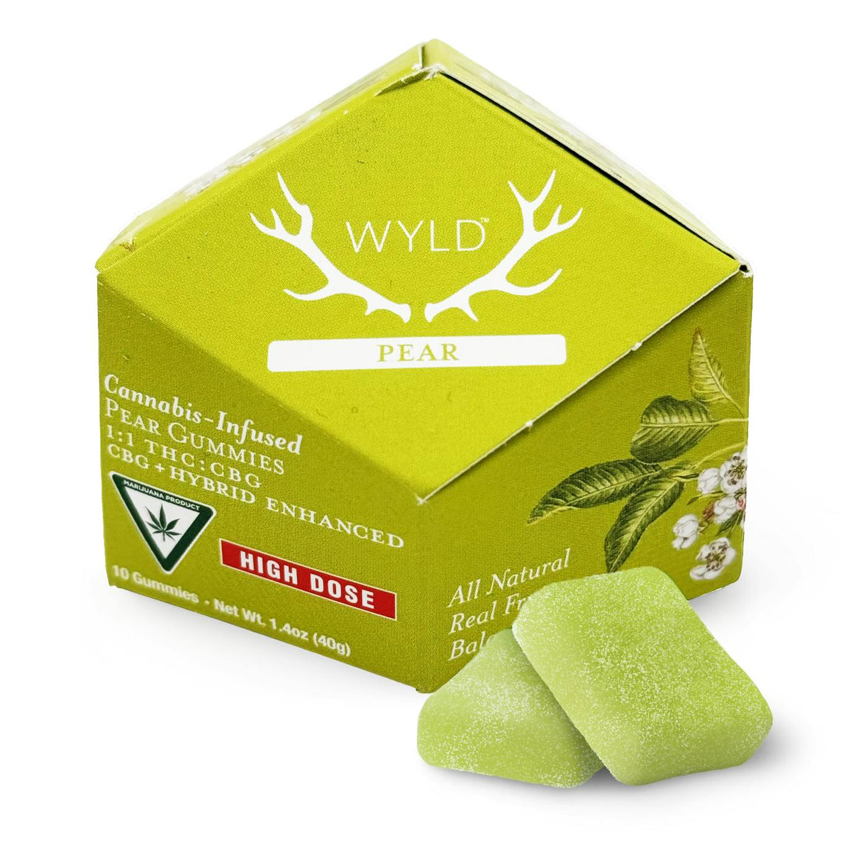 WYLD Pear 1:1 THC CBG Hybrid Enhanced Gummies 200mg 10ct