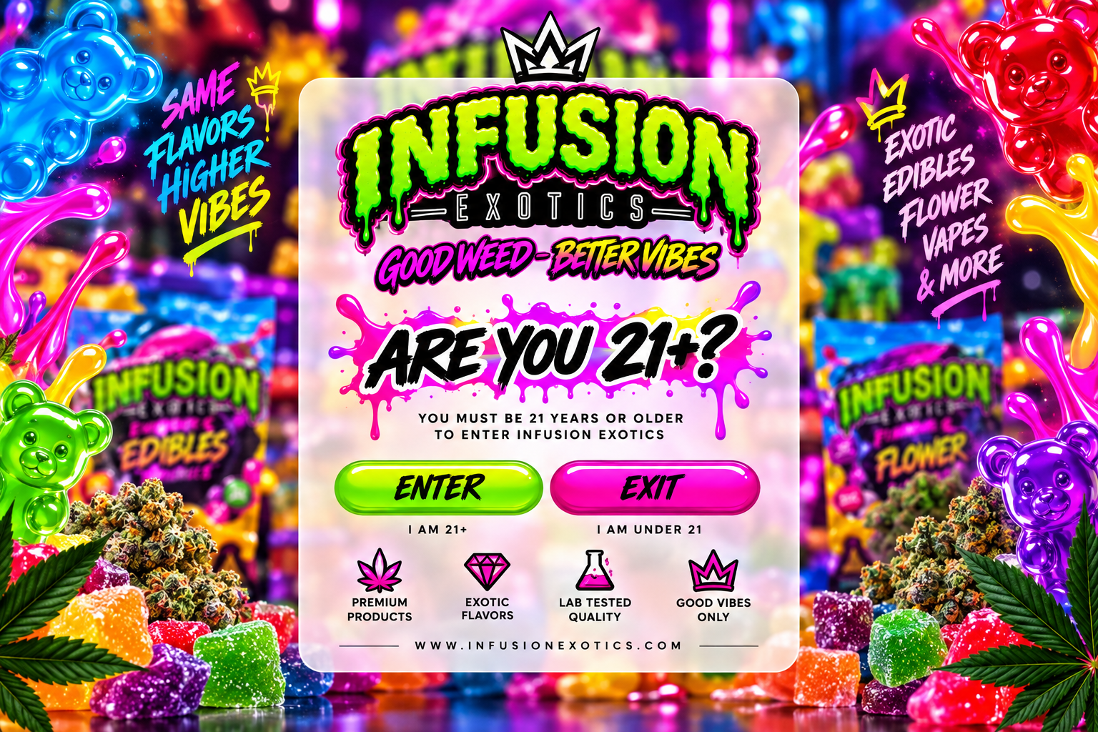Infusion Exotics age verification — Are you 21 or older?